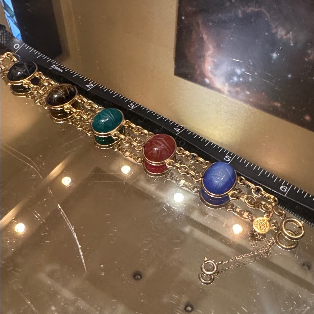 Vintage Coro 12K Gold Filled Multi-Stone Scarab Bracelet ✨ - Picture 10 of 10